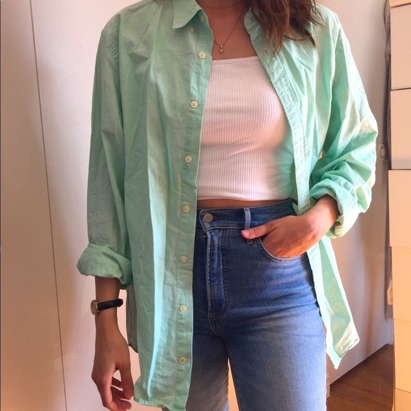 TOMMY HILFIGER mint button up shirt New York - Picture 1 of 5